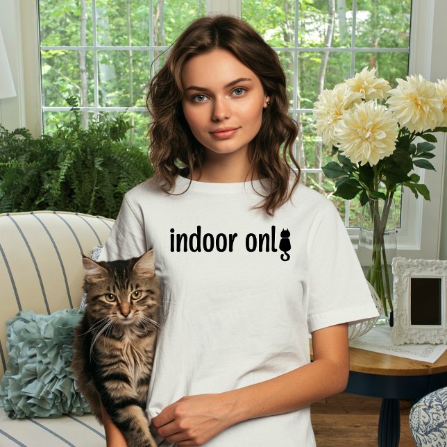 Indoor Only Cat Minimalist Typography T-Shirt (Creator Uploaded)