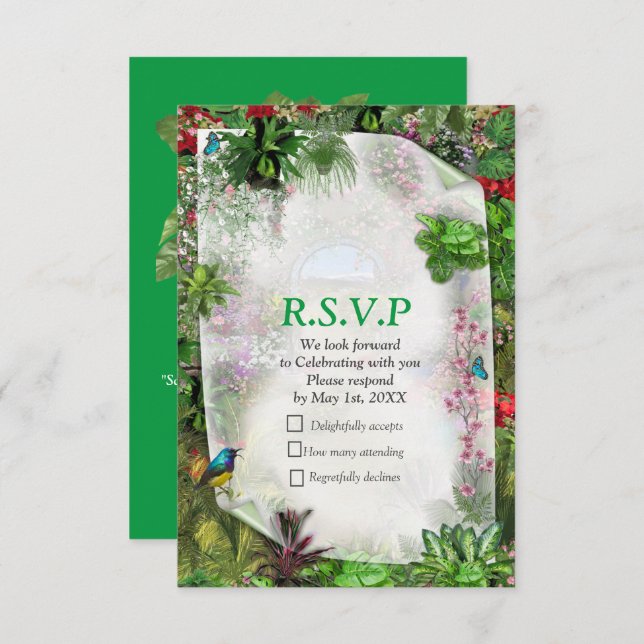 Indoor, Outdoor Nature in Bloom RSVP Card (Front/Back)