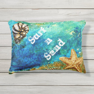 Indoor Outdoor Ocean Pillow- Nautilus and Sea Star Outdoor Cushion