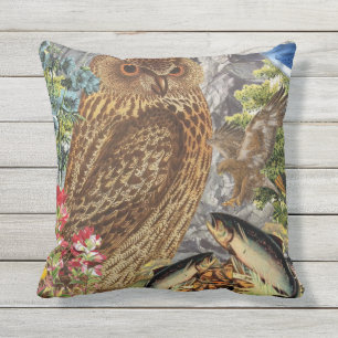 Indoor/Outdoor Owl Throw Pillow/Customisable Cushion