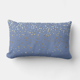Indoor Petite Golden Stars Lumbar Pillow-Blue Cushion