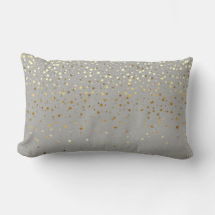 Indoor Petite Golden Stars Lumbar Pillow-Grey Cushion