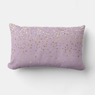Indoor Petite Golden Stars Lumbar Pillow-Lavender Cushion