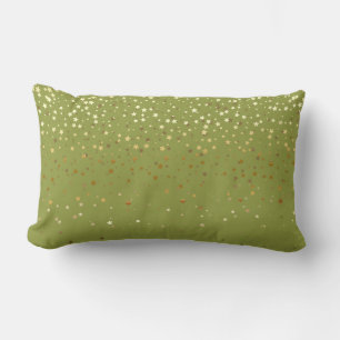 Indoor Petite Golden Stars Lumbar Pillow-Olive Cushion