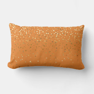 Indoor Petite Golden Stars Lumbar Pillow-Orange Cushion