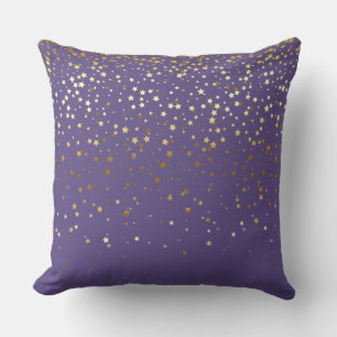 Indoor Petite Golden Stars Square Pillow-Amethyst Cushion