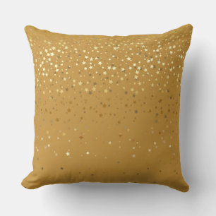 Indoor Petite Golden Stars Square Pillow-Gold Cushion