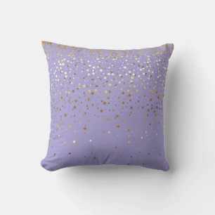 Indoor Petite Golden Stars Square Pillow-Lavender Cushion