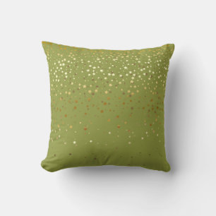 Indoor Petite Golden Stars Square Pillow-Olive Cushion