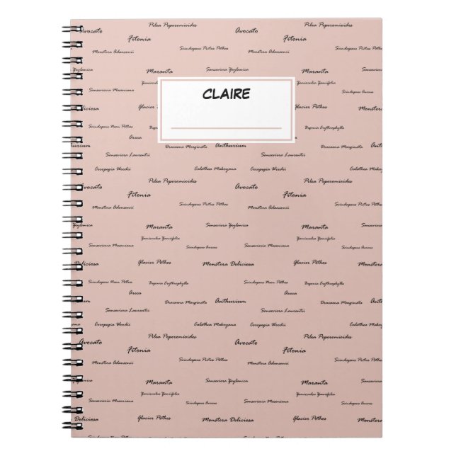 Indoor plants names pattern. Personalised name Notebook (Front)
