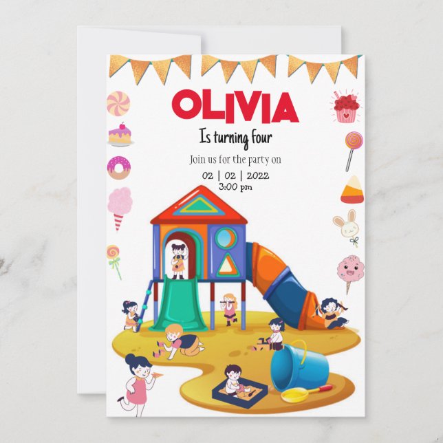 Indoor playground birthday party invitation  (Front)