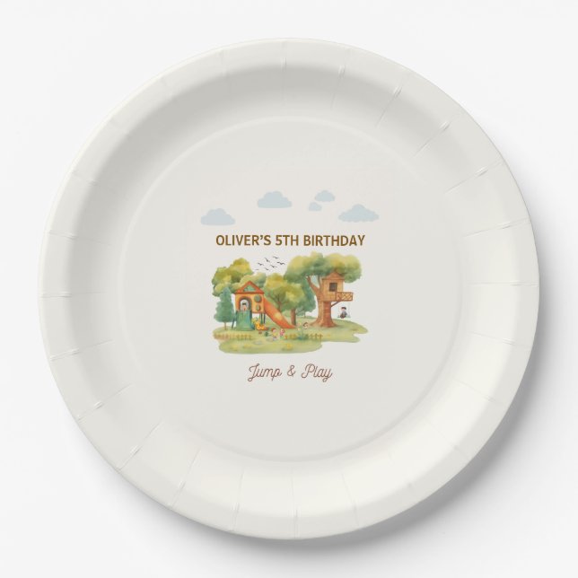 Indoor playground birthday party paper plate (Front)