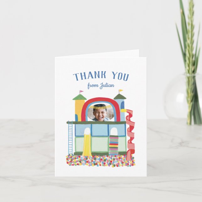 Indoor Playground Kids Birthday Photo Thank You  Card (Front)