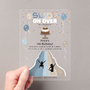 Indoor Slide Park Boys Playground Birthday Party Acrylic Invitations