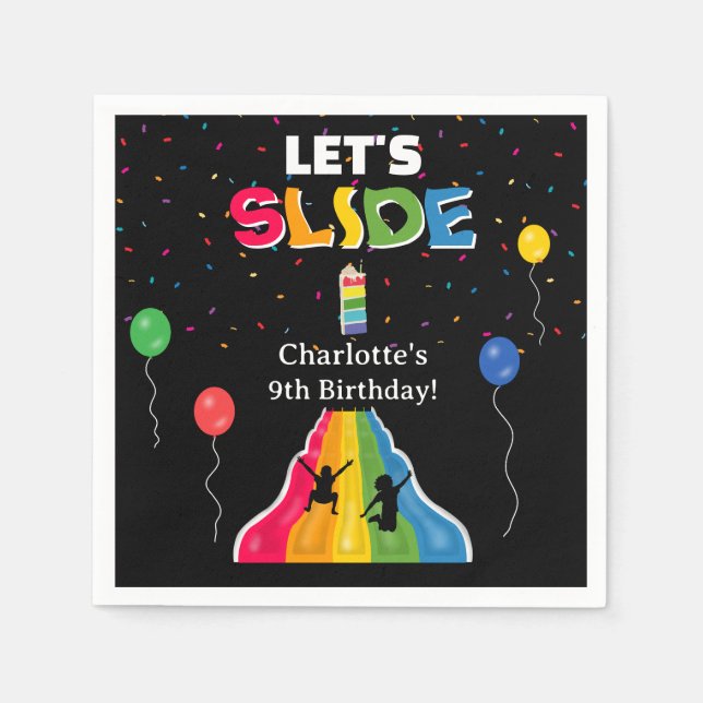 Indoor Slide Park Kids Playground Birthday Party Napkin (Front)