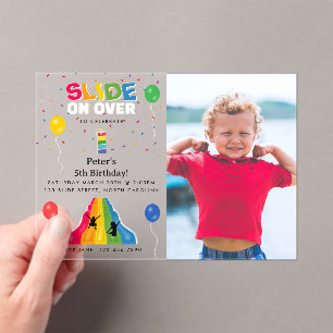 Indoor Slide Park Kids Playground Birthday Photo Acrylic Invitations
