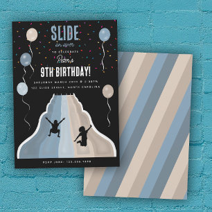 Indoor Slide Park Playground Boys Birthday Party Invitation