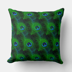 Indoor Throw Pillow-Peacock Feathers Cushion