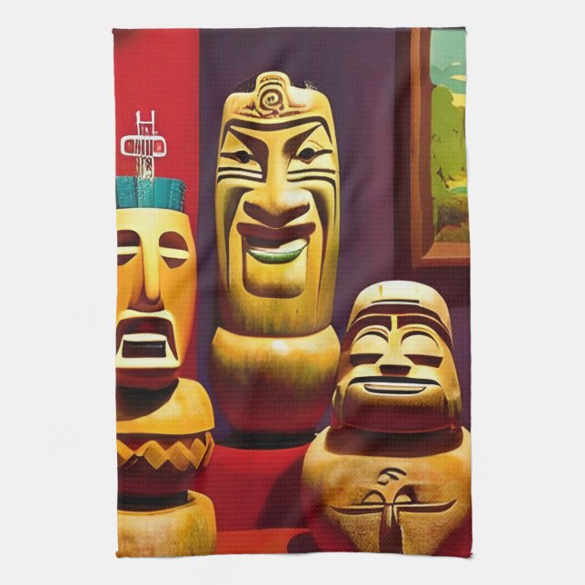 Indoor Tiki Life Ken Gauge Art Tea Towel (Vertical)