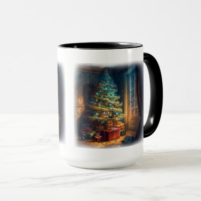 Indoors Christmas Tree Combo Mug, 15 oz  Mug (Front Right)