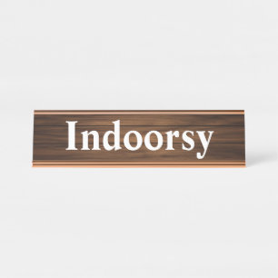 Indoorsy - Simple Design Wood Grain Panelling Desk Name Plate