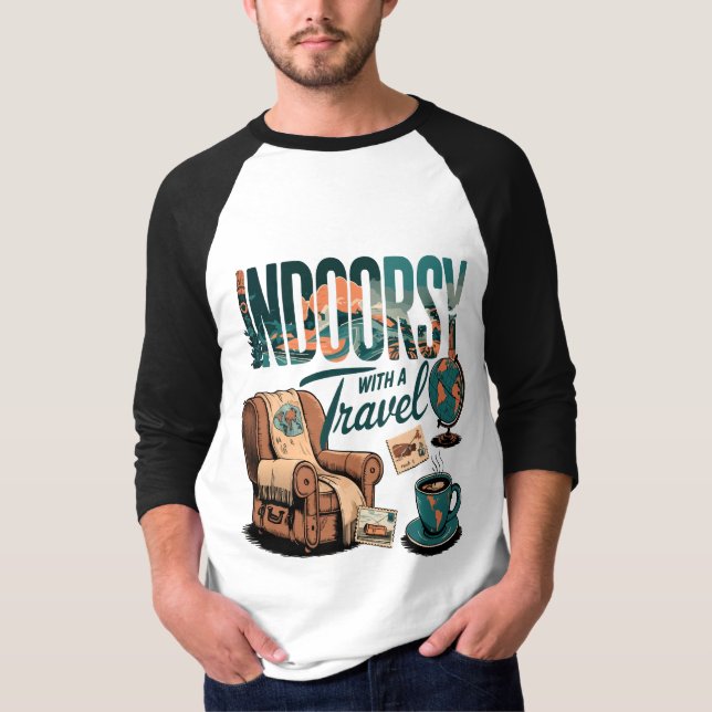 Indoorsy with Travel Twist: Ticket to Cosy Escapad T-Shirt (Front)