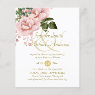 Indulgent Blush Pink Gold Roses Bouquet Rehearsal