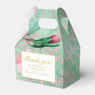 Indulgent Mint Pink Hummingbird Floral THANK YOU Favour Box
