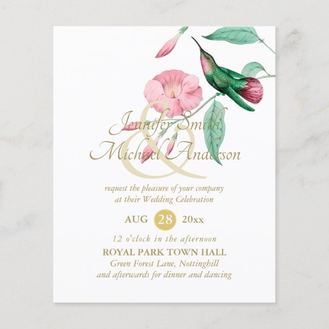 Indulgent Mint Pink Hummingbird Floral Vine Flower (Front)