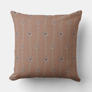 Indulgent Ophelia Floral Bead Chain Stripes Orange Cushion
