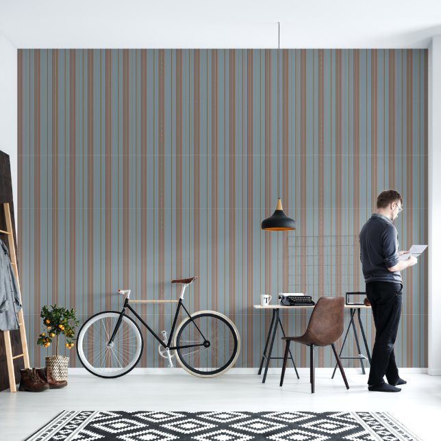 Indulgent Ophelia Stripes Blue Wallpaper (Living Room)