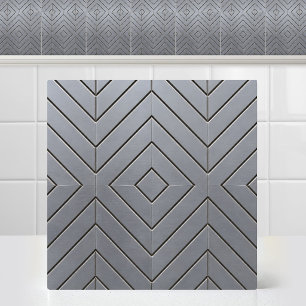 Industrial Anodised Aluminium Silver Metal Chevron Ceramic Tile
