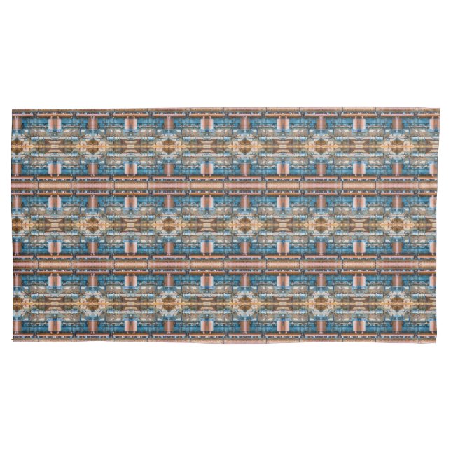 Industrial architecture blue rust small pattern pillowcase (Front)