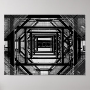 Industrial Architecture Symmetry Black and White Poster