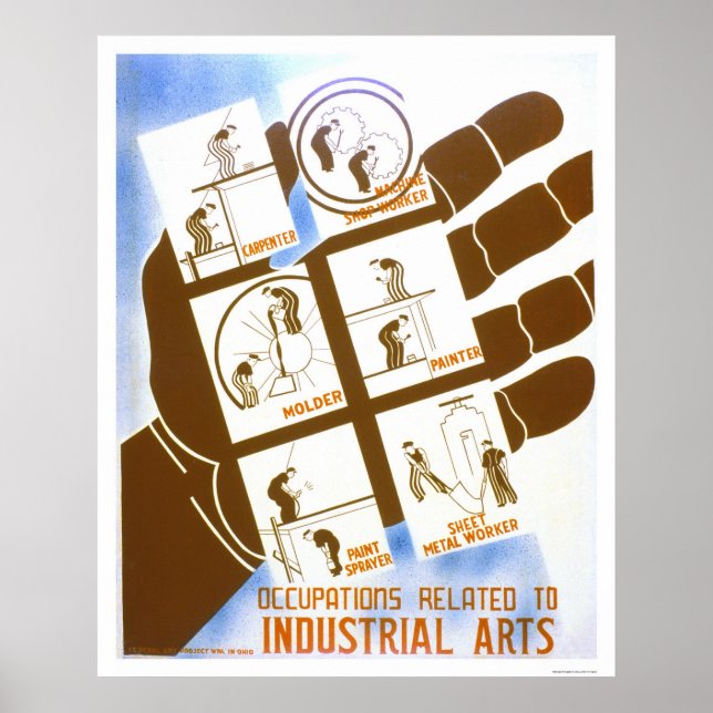 Industrial Arts Jobs 1936 WPA Poster (Front)