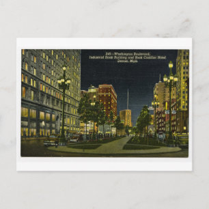 Industrial Bank Building and Book Cadillac Hotel Postcard