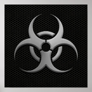 Industrial Bio Hazard Symbol with Steel Effect Poster