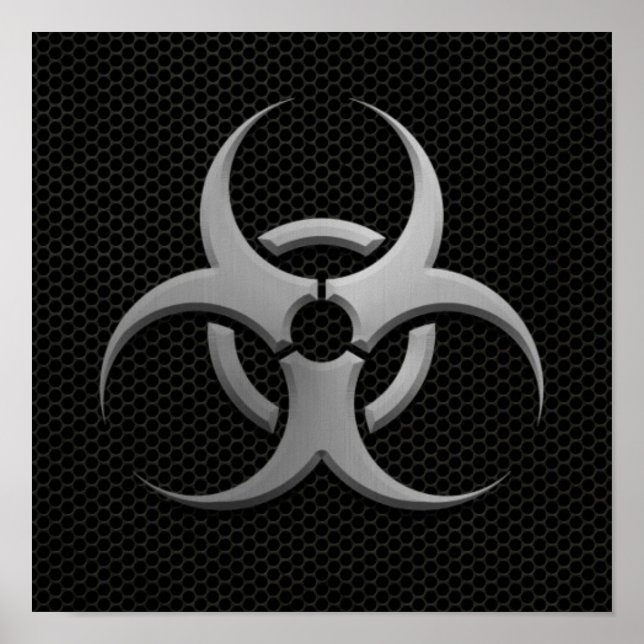 Industrial Bio Hazard Symbol with Steel Effect Poster (Front)