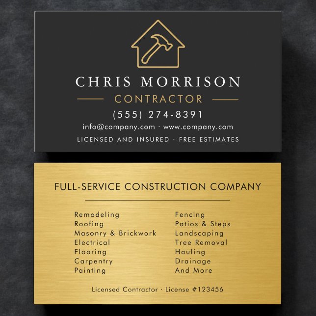 Industrial Black & Gold Building Construction  Business Card (Creator Uploaded)