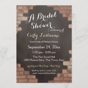 Industrial Brick and Slate Bridal Shower Invitation