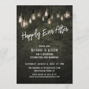 Industrial Brick Edison Lights Happily Ever After Invitation