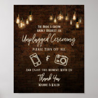 Industrial Brick Edison Lights Unplugged Ceremony