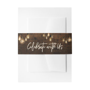 Industrial Bricks Edison Lights Celebrate with Us Invitation Belly Band