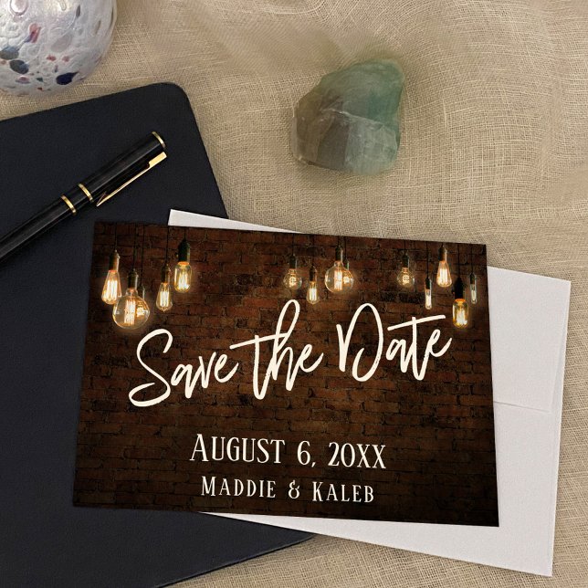 Industrial Bricks w/ Edison Lights Save the Date (Creator Uploaded)