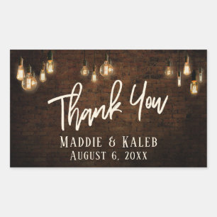 Industrial Bricks w/ Edison Lights Thank You Rectangular Sticker