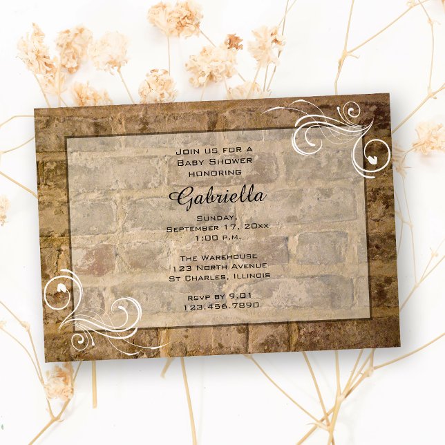 Industrial Chic Bricks Baby Shower Invitation (Creator Uploaded)
