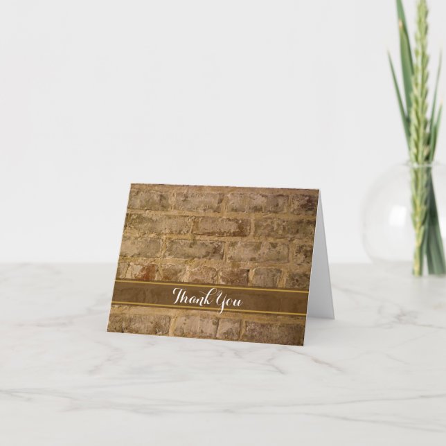 Industrial Chic Bricks Thank You Card (Front)