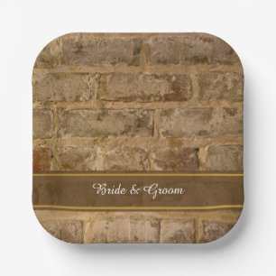 Industrial Chic Bricks Wedding Paper Plate