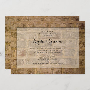 Industrial Chic Bricks Wedding Rehearsal Dinner Invitation