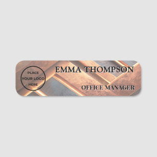 Industrial Chic Copper Facet Name Badge Custom 名札